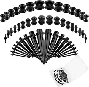 Ear Stretching Kit, Acrylic Gauges for Ears 14G-00G, Lightweight Tapers+ Plugs+ Silicone Tunnels, Gauge Stretching Kit, Piercing Earring Jewelry, for Men, Women, Starter Expanders