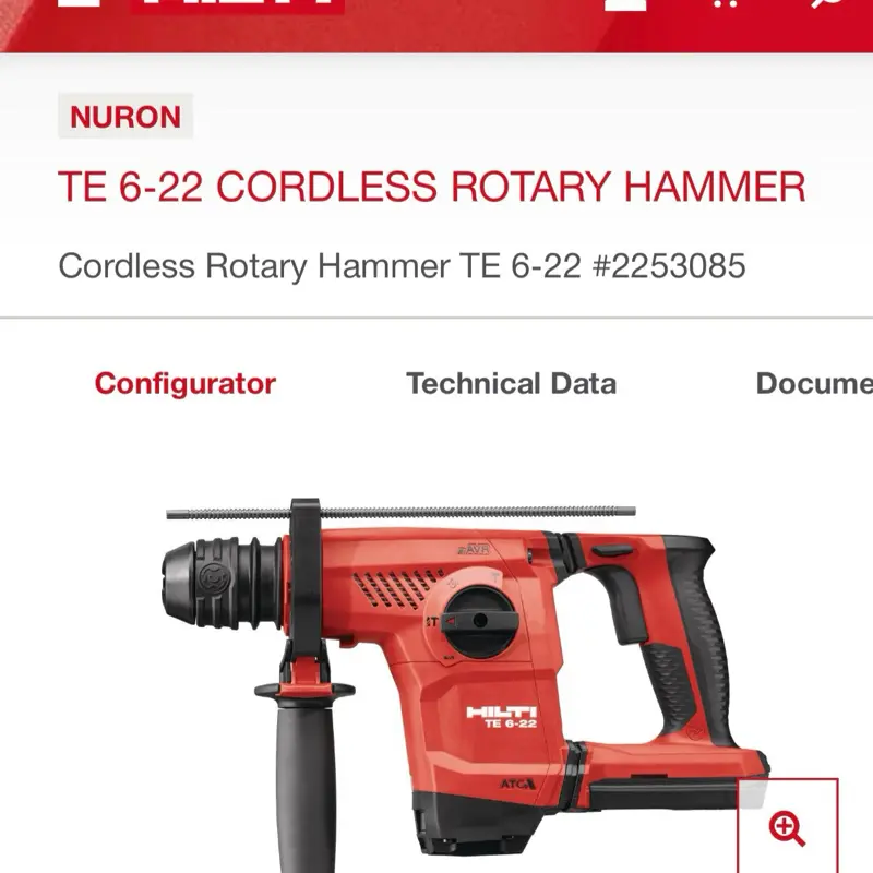 TE 6-22 cordless sds plus ATC/AVR rotary hammer drill ( tool only)