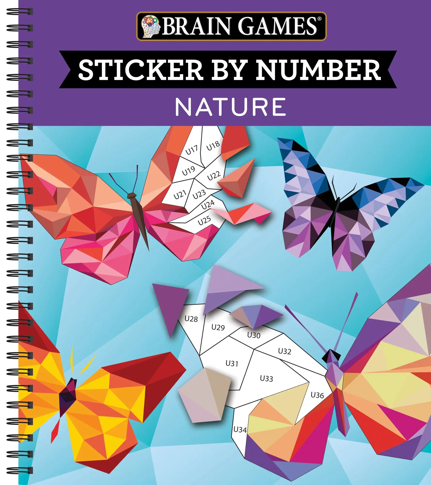 Brain Games - Sticker by Number: Nature (28 Images to Sticker) -- Publications International Ltd - Spiral