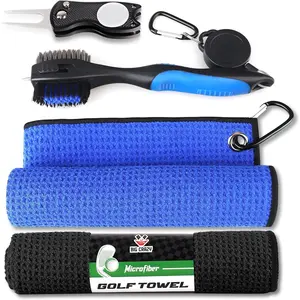 Big Crazy Golf Towel Microfiber Waffle Pattern, Golf Magnetic Towel, Perfect Magnetic Towel for Golf Bags for Men Black Grey Blue Gifts Retractable