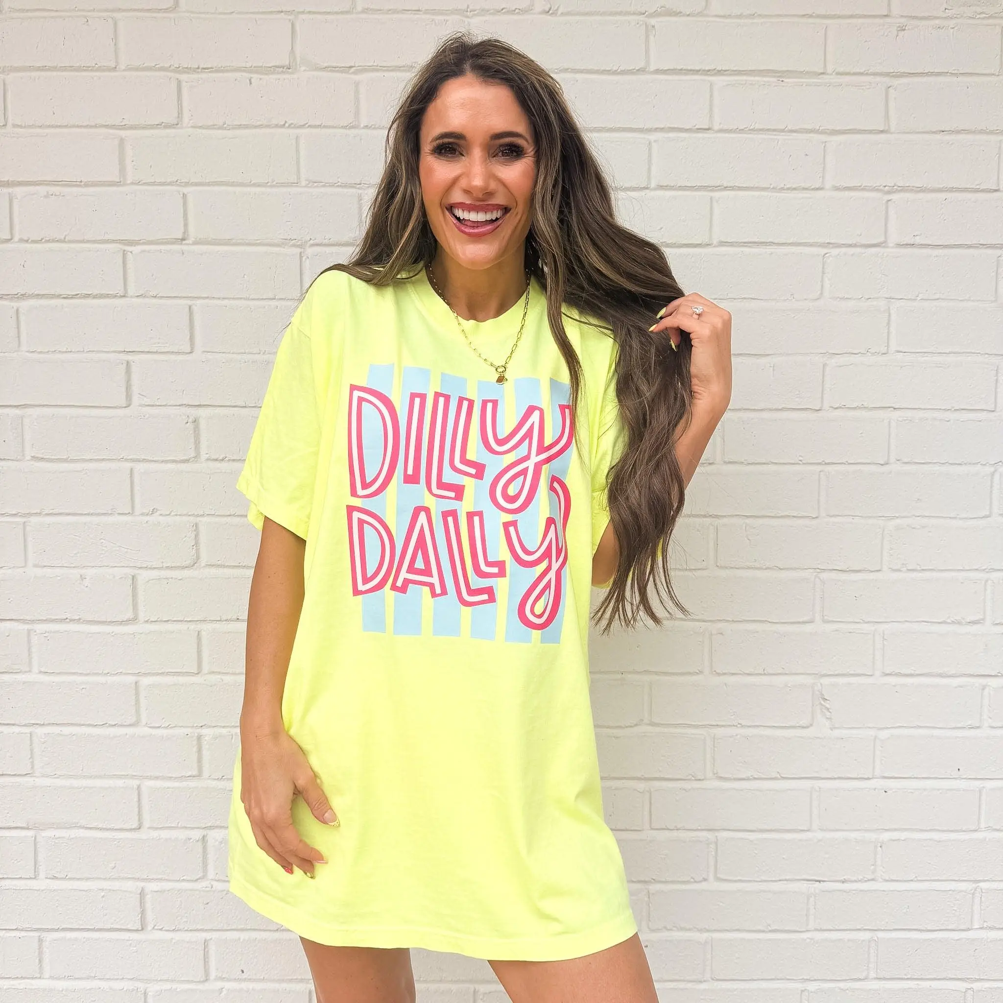 Striped Dilly dally, colorful stripe, preppy girly, spring summer, funny trendy T-shirt