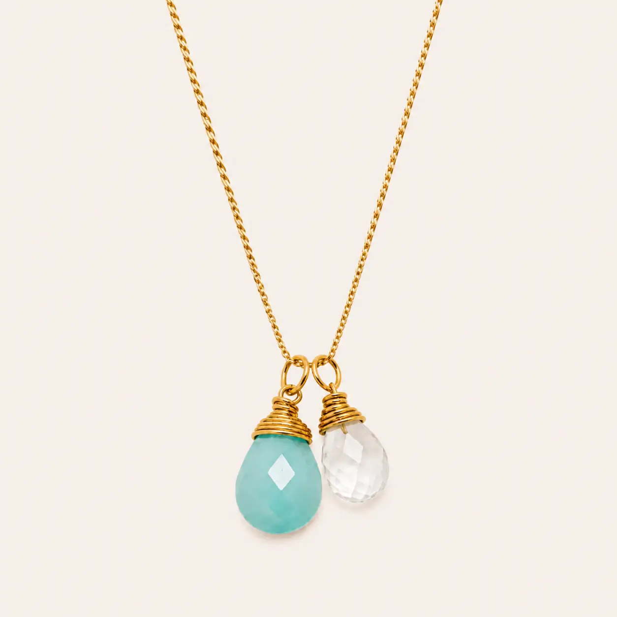 Aqua Crystal Quartz Necklace, Aqua Marine Quartz Pendant, 16' Dainty Chain, Crafted for Effortless All-Day Wear, 30 Day Return/Exchange Policy, Casual