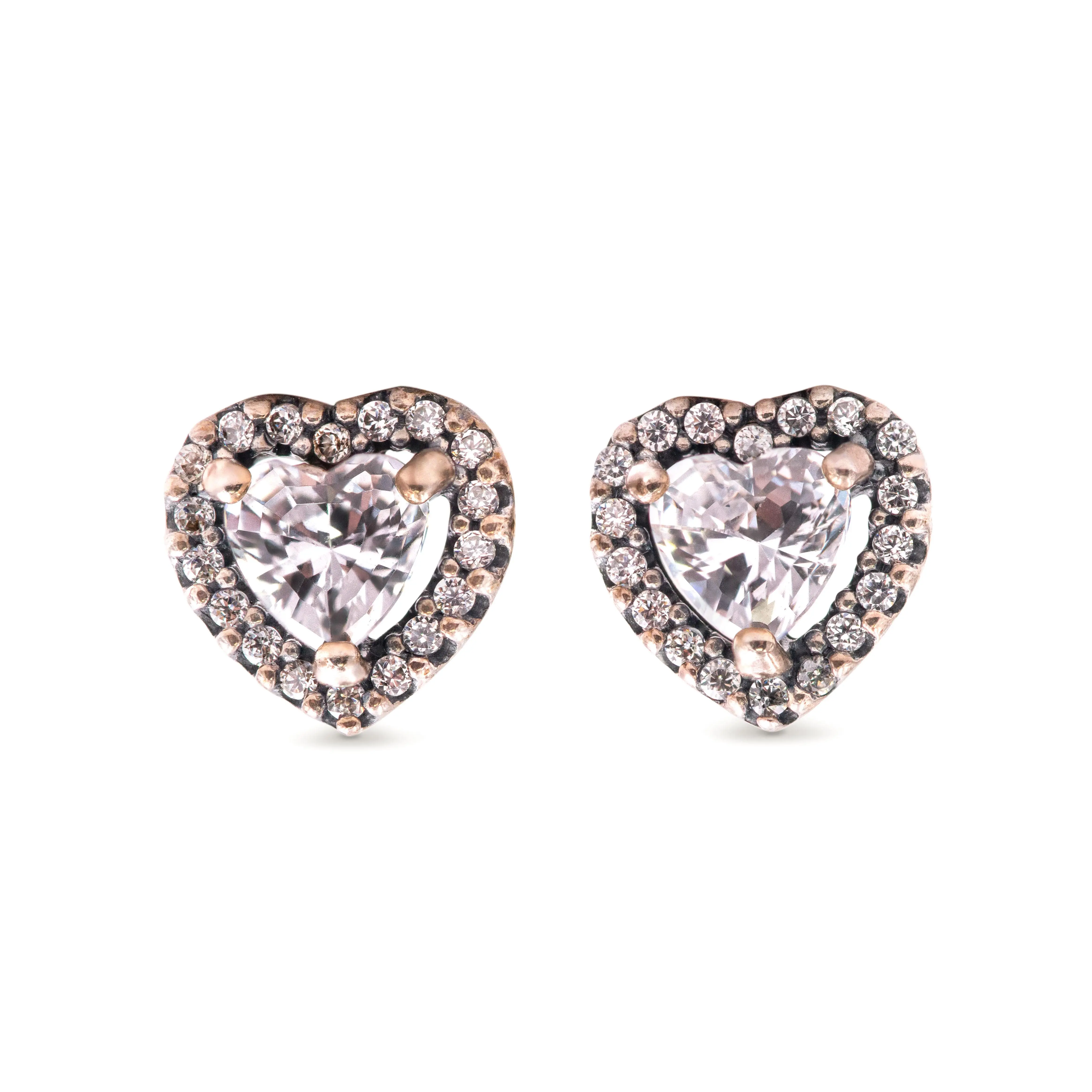 PANDORA Elevated Heart Stud Earrings - 298427C01, Cubic Zirconia, Classic, Elegant, Romantic Gift, Elevated Cubic Zirconia, Extra Brilliance And Sparkle, Unisex