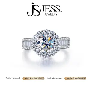 【#103】Vintage 2ct/3ct Round Cut Synthetic Moissanite Ring, S925 Sterling Silver Jewelry, Everyday Jewelry Outfits for Women