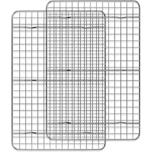 Cooling Rack for Baking 2-Pack, 15 x 10 Inches Baking Rack, Stainless Steel Wire Cookie Rack Fits Jelly Roll Sheet Pan, Oven Safe for Cooking, Roasting, Grilling