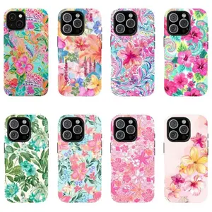 Tropical Floral Phone Case Smartphone Aesthetic Case, stylish pattern protective cover with lens protection. Compatible iPhone 11-17 Pro Max & Samsung, cute trendy design, ideal gift ideas for her and him. wildflower #