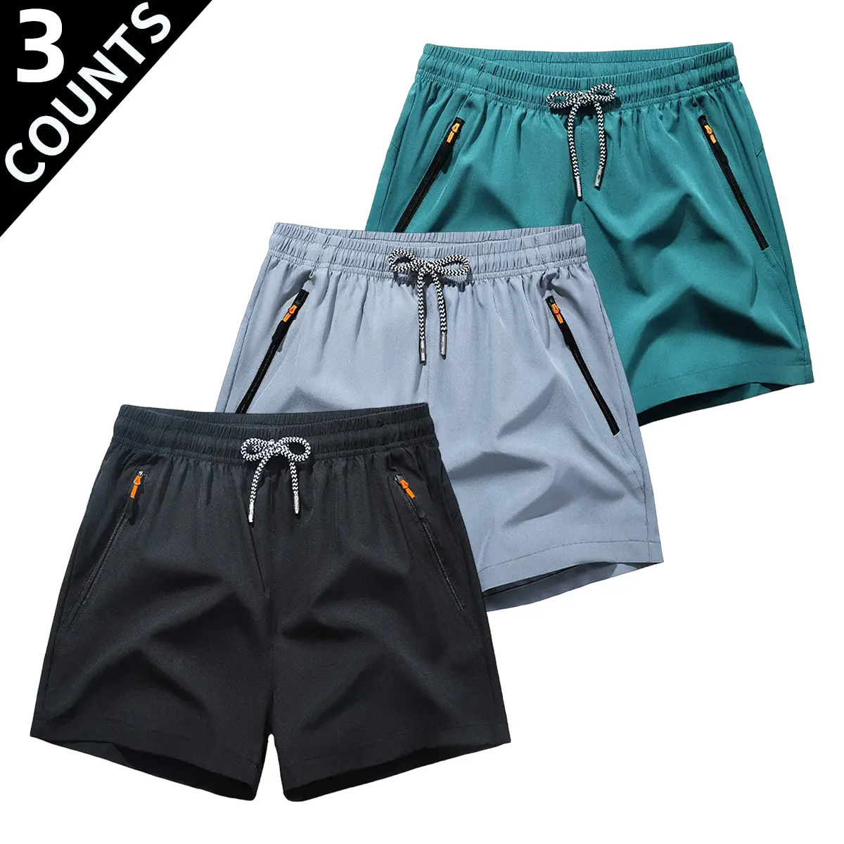 Men's Quick Dry Workout Shorts – Breathable Activewear with Zipper Pockets, Elastic Drawstring Waist, Casual Athletic Shorts Perfect for Gym, Running, Training, Hiking, and All Summer Outdoor & Daily Casual Use