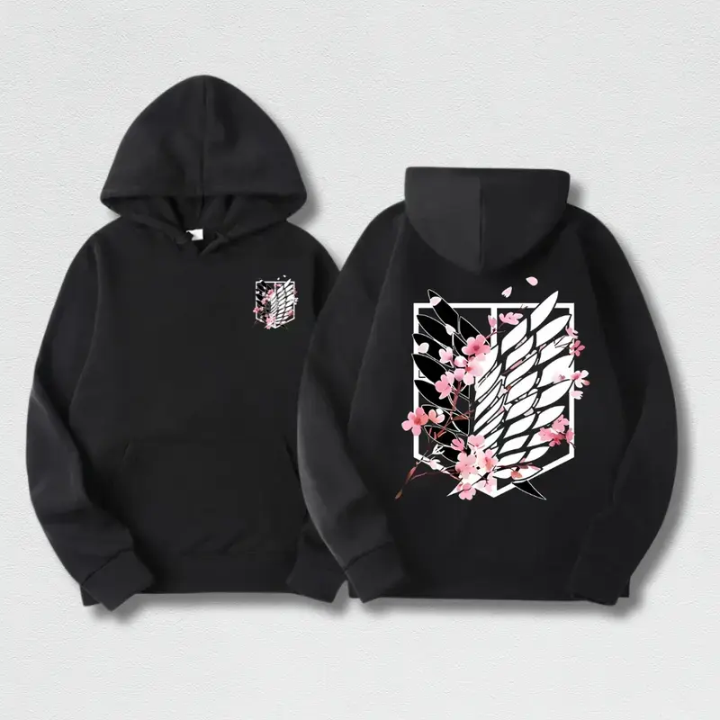 Attack on Titan Graphic Hoodie for Men, Harajuku Streetwear Anime Pullover, Cool Merchandise for Party Outfits & New Year Gifts, S, Tops, Sweatshirts, Casual, Fashion Apparel, Halloween, Dacron