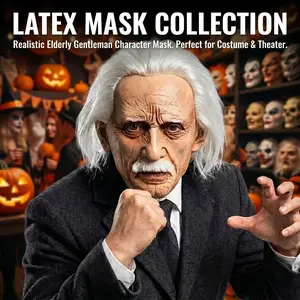 PATYGR Realistic Old Man Mask With White Hair And Mustache Funny Grandpa Halloween Cosplay Latex Mask For Costume Party Event Props