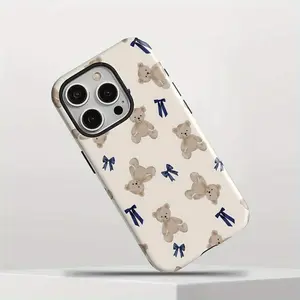 Phone case: 1pc Adorable Bear, Bow Tie Design Two-In-One Film Case - Tough, Dual Layered Case for Durable, Drop-proof - for iPhone 17, 16, 15, 14, 13, 12, 11, 8, 7, X, XS, XR