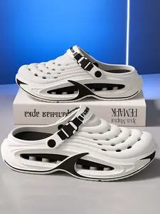 Summer New Hole Shoes Eva Outdoor Versatile Casual Comfort Beach Sand Thick Sole Slip-On Slippers, Women's Fashion Footwear, Thick Bottom Slippers