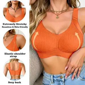 Women's Push Up Sports Bra Seamless Wireless Padded Bra Comfortable Breathable Wire Free Lift Support Bra for Yoga Gym Workout Fitness Running Daily Wear Soft Stretch Intimates Lingerie Activewear Accessories