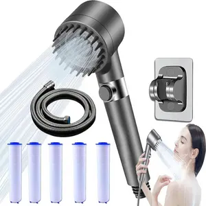 High Pressure Filtered Shower Head, Multi-Mode Handheld Shower Attachment with 3 Spray Modes, Built-In Power Wash for Tub Cleaning, ON/OFF Switch, 59-Inch Stainless Steel Hose, 6 PP Cotton Filters, Mounting Bracket, Quick Install tiktokshopspringglowup