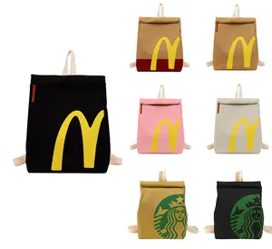 Fun M canvas backpack cute personalized shoulder messenger bag casual canvas backpack  suitable for shopping school