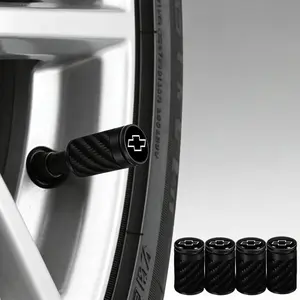 4pcs Suitable for Chevrolet car tire valve caps, carbon fiber modification, universal anti-theft valve core, leak-proof and air release cover