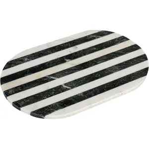 Marble cheese and cutting board with stripes black and white