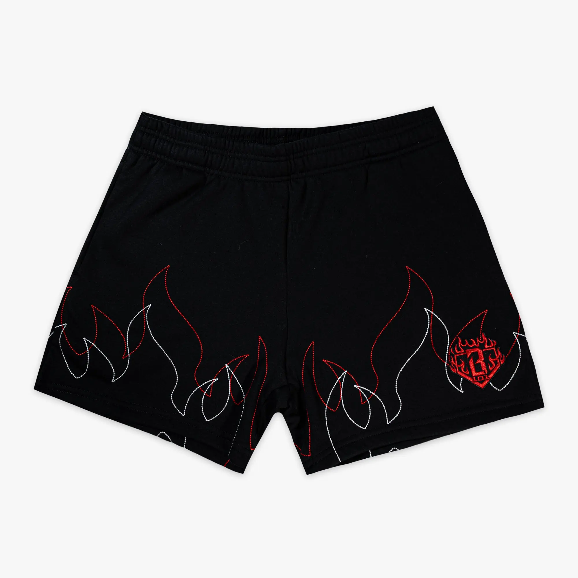 Flames Stitched Sweatshorts