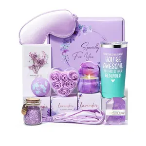 Gifts For Women, 10PCS Relaxing Spa Gift Basket For Women, Lavender Self Care Gifts, Unique Birthday Gifts For Women, Mom, Wife, Girlfriend, Sister, Her, Best Friend, Birthday, Valentine's Day, Mother's Day Gift Basket Wedding Purple