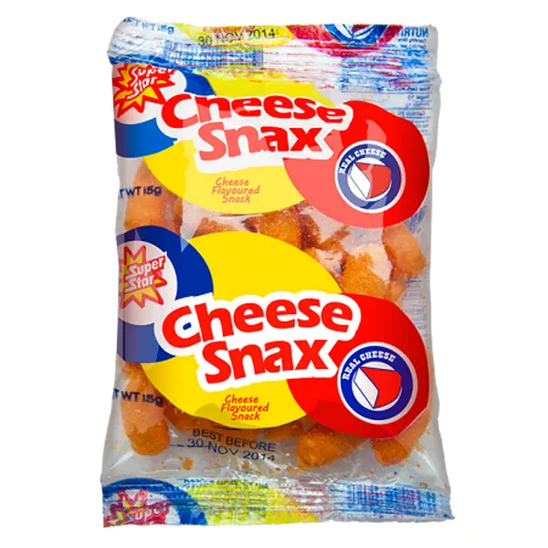Super Star Cheese Snax - Crispy Corn Snacks with Bold Cheesy Flavor - 1 Pack - Perfect for On-The-Go Snacking & Lunchboxes
