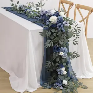 Artificial Rose & Eucalyptus Leaf Garland for Wedding Arch Ceremony Backdrop Party Home Wall Decor