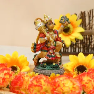 Lord Hanuman for Car Dashboard - 3.9"H Small Flying Hanuman Idol Statue for Vehicle Decor Hindu God Father’s Day Mother’s Day Diwali Birthday Gifts for Indian People Altar Pooja