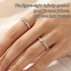 Pink Infinity Best Friend Ring Set White Gold Plated Adjustable Pinky Promise Friendship Rings Colorfast Comfort Fit