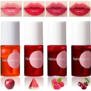 4 Colors Lip Tint Stain Set, Lip Stain Long Lasting Waterproof, Lightweight, Non-sticky, Transfer-Proof Lip Gloss, Matte Finish Korean Makeup, Multi-Use Lip and Cheek Tint