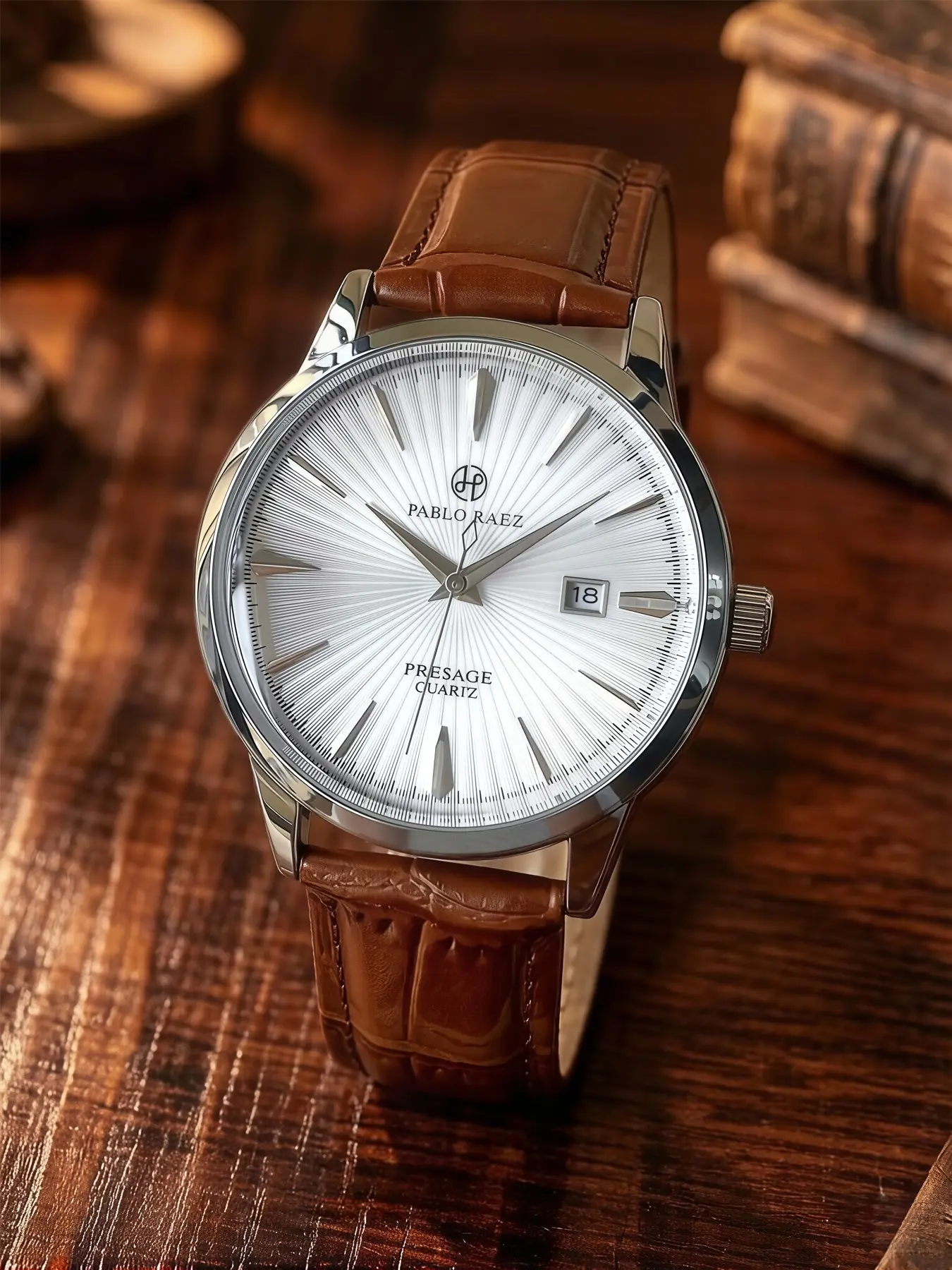 Luxury Men's Business Quartz Watch, Stainless Steel Case, Oil-Press Dial with Calendar, Analog Watch, 50m Waterproof, Leather Strap, Casual Sport Style, Business Fashion Watch