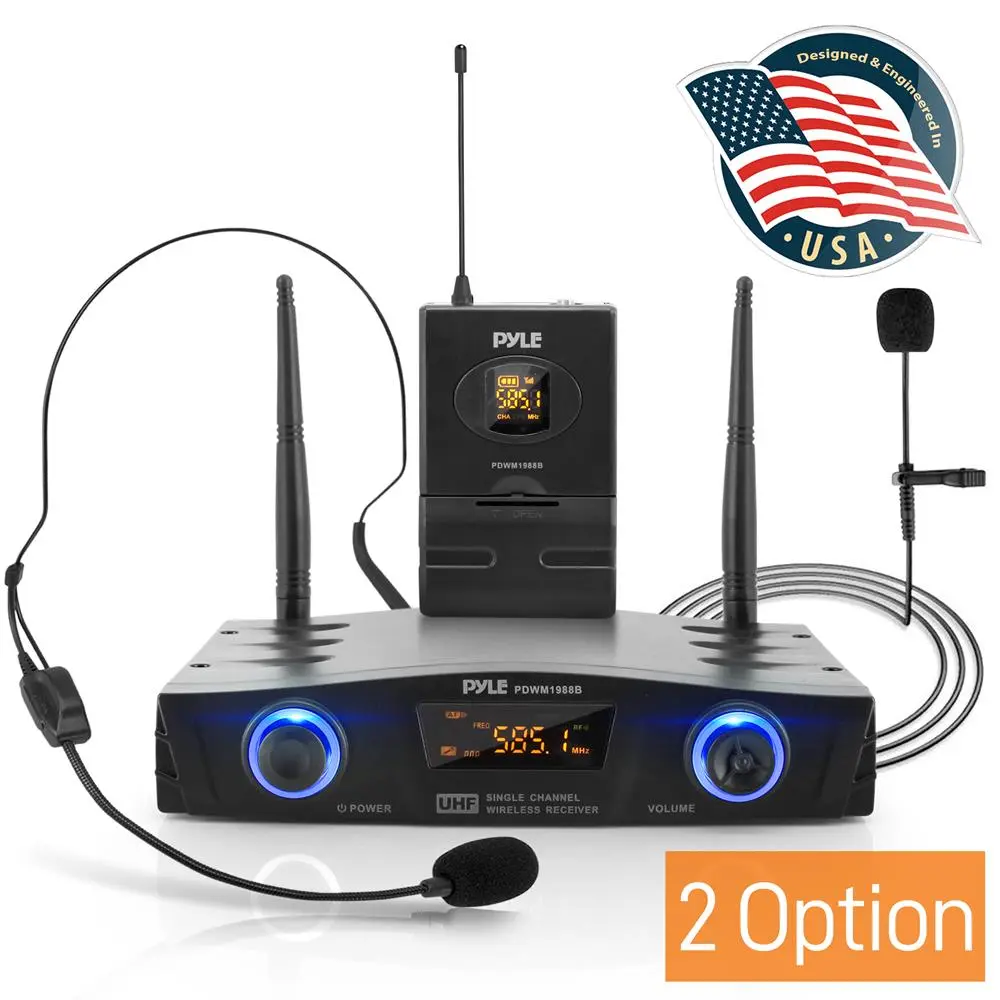 UHF Wireless Microphone System - Pro Audio, USB-Powered Compact ABS, Adjustable Headset, Digital, Business Use, Noise Reduction, XLR Jack, +/-300 mV, Receiver, Cable & Connector Accessories for Podcast, Streaming Setups