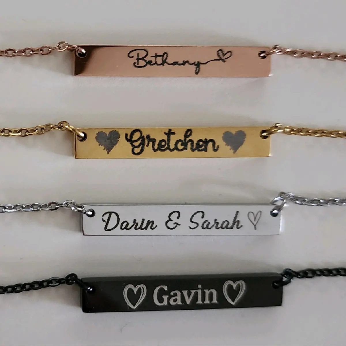 Custom Engraved Personalized Pendant Necklace with Custom text or Handwriting from photo plain finish or finish with Birthstone