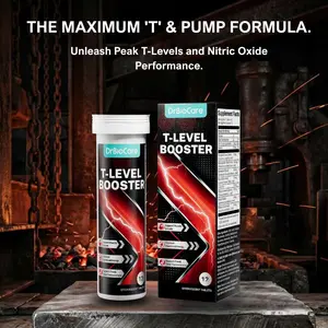 DrBioCare 2-in-1 T-Level Booster & N.O. Pump Effervescent Tablets - Men's Performance, Energy & Blood Flow Support with Maca