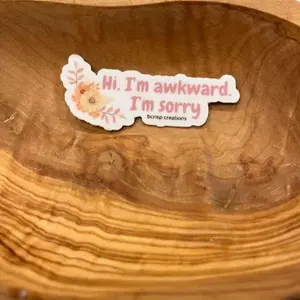 Sorry I'm Awkward Sticker, Funny Stickers, Introvert Quotes, Water Bottle stickers, Funny Sayings, Quote Sticker, Anxiety Sticker, Laptop Sticker