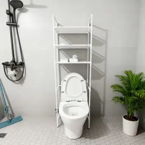 Black and white metal pipe frame with waterproof cloth partitions, three-tier storage shelf, Bathroom Shelf Organizer (Suitable for 10,000+ households, model DM019-4556)