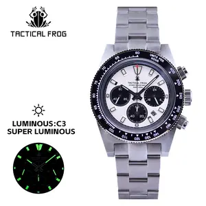 TACTICAL FROG Solar Chronograph Men's Quartz Wrist Watch - Solar-Powered, 200M Waterproof, Sapphire Crystal Dive Watch