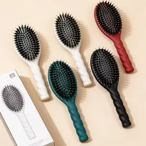 Spiral Handle Air Cushion Hair Brush – Hair Styling Brush, Anti-Static Detangling & Smoothing Brush with Scalp Massage, Frizz Control, Easy Grip for Curly, Wavy & Straight Hair, Wet & Dry Use