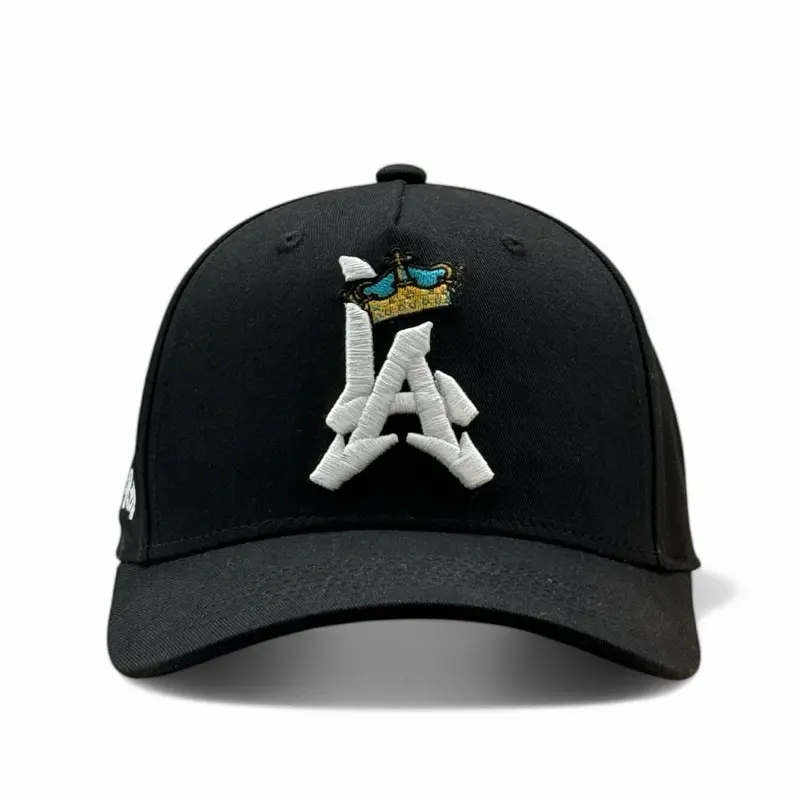 LA “EL REY” Black Cap Classic Style with Logo and Crown Design