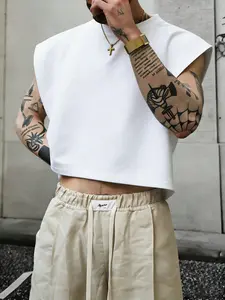 Men's Short Box Vest, Summer Vacation Basic, Eyelet Crafted Tank Top, Fitness Jogging Casual Streetwear, Holiday Gift Choice