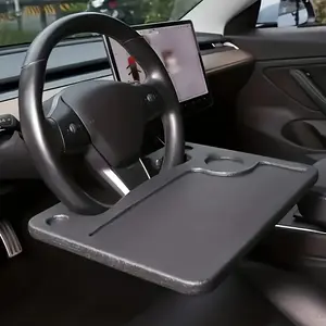 2-in-1 Car Steering Wheel Tray Table, Desktop Organizer with Laptop Tray and Cup Holder, High-Strength ABS Material Construction, Compatible with Sedans, Trucks, SUVs- Multi-functional for Office Work, Reading, and In-Car Organization