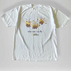 Vintage Style Minions Bee Graphic Tee Why Am I So Fly National Geographic Funny Cartoon White T Shirt