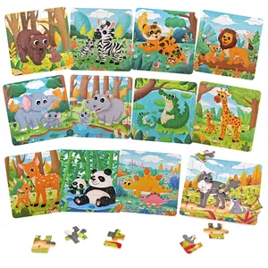 Wooden Puzzle Set with 12 Animals, Preschool Educational Toys for Toddlers 2-5 Years, Ideal for Quiet Time and Early Development, Includes Multiple Learning Themes in One Complete Package