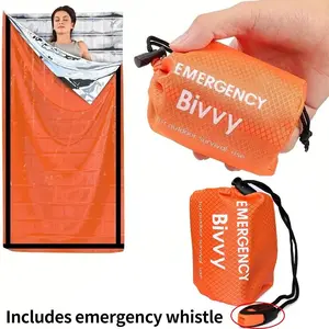 Emergency Sleeping Bag, Survival Shelter, Polyester Film Thermal Emergency Blanket, Lightweight Portable Tent, Camping Gear, Hiking, Outdoor Activities, Emergency Survival Supplies