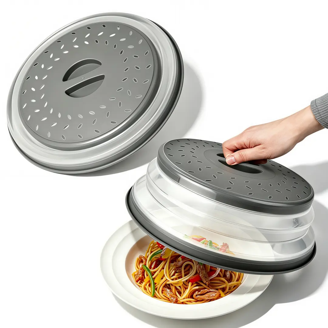 LMMAKE 1PC/2PCS Collapsible Microwave Splash Guard - Multi-use Kitchen Tool with Fruit Drainer, Food/Plate Lid, Reusable for Easy Cleanup & Mess-free Microwaving