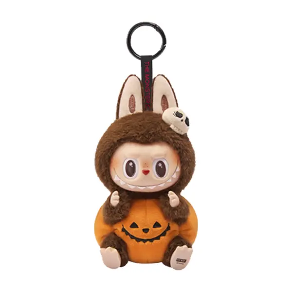Pop Mart Labubu Happy Halloween Party Series-Sitting Pumpkin Vinyl Plush Pendant