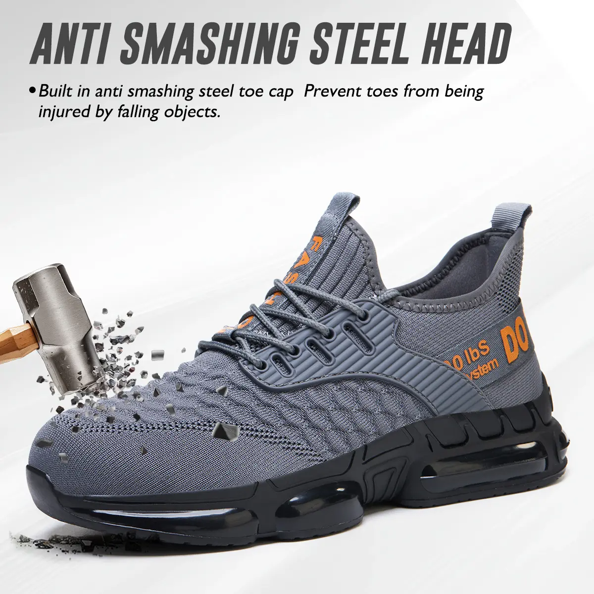 Men’s steel-toe work shoes, lightweight and breathable work shoes, industrial construction safety shoes Comfortable safety shoes with steel toes, puncture-resistant, durable, and slip-resistant.