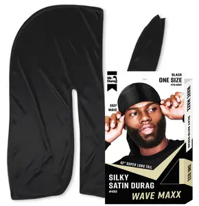 Mr. Durag Wave Maxx Silky Satin Breathable Head Wrap - Secure Fit, 1 Count, Black
