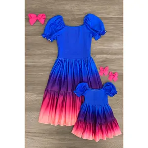 Mom & Me - Blue Sunset Ruffle Dress