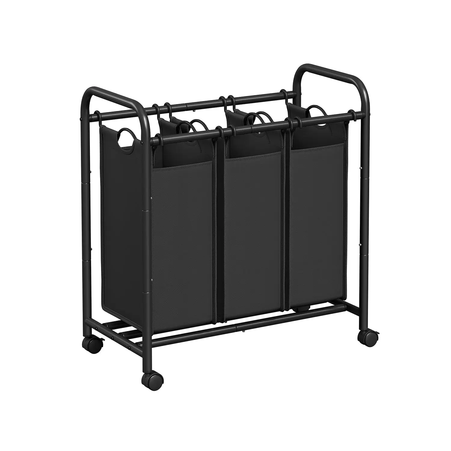 Modern 3-Section Laundry Basket Organizer, Wheeled Clothes Sorting Hamper with Lockable Wheels