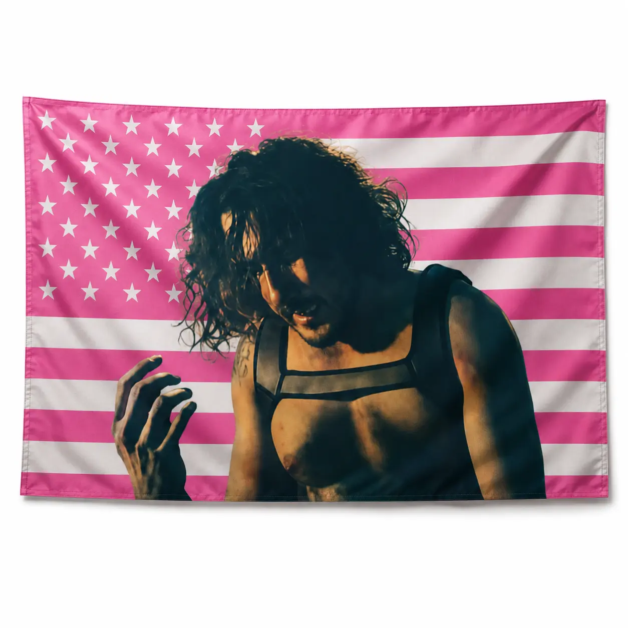 Markiplier Iron Lung Pink American Flag Art Tapestry - Smooth Synthetic Satin Wall Hanging, Lightweight YouTuber Room Art, Hand Wash Safe Decoration for Gaming Setup, American Flag Art Tapestries