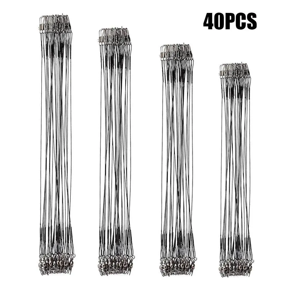 Fishing Tackle Leaders, 40pcs/set Stainless Steel Fishing Leader, Line Wire with Swivel Buckles for Saltwater & Freshwater Connecting Fishing Tackle L