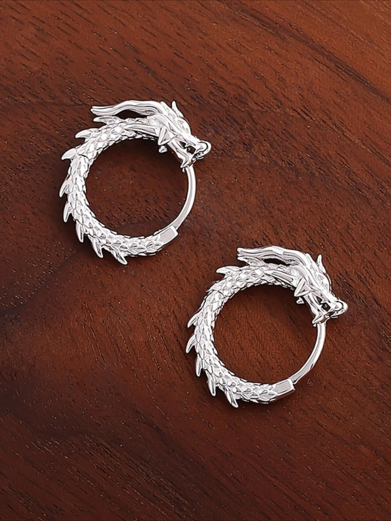 Punk Style Dragon Design Hoop Circle Shape Earrings, Ear Hook Design, Fashionable Huggie Earrings, Fashion Jewelry for Party, Daily Clothing Decor, Trendy All-match & Exquisite Jewelry for Birthday Gift